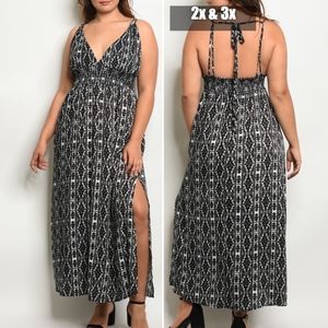 2x & 3x NEW V & TIE BACK MAXI DRESS